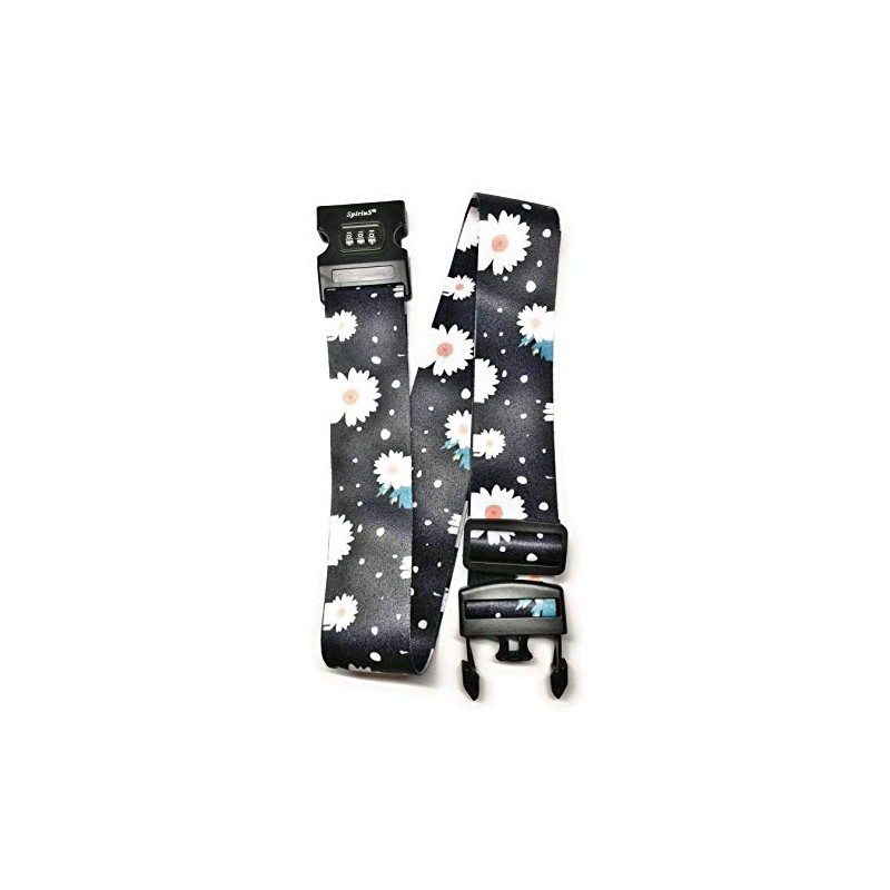 SpiriuS Floral Daisies Travel Luggage Straps Adjustable Suitcase Safety Combination