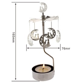 HOKHBCW Rotary Candle Holder Spinning Candleholder Metal Small Gift (Moon+cat)