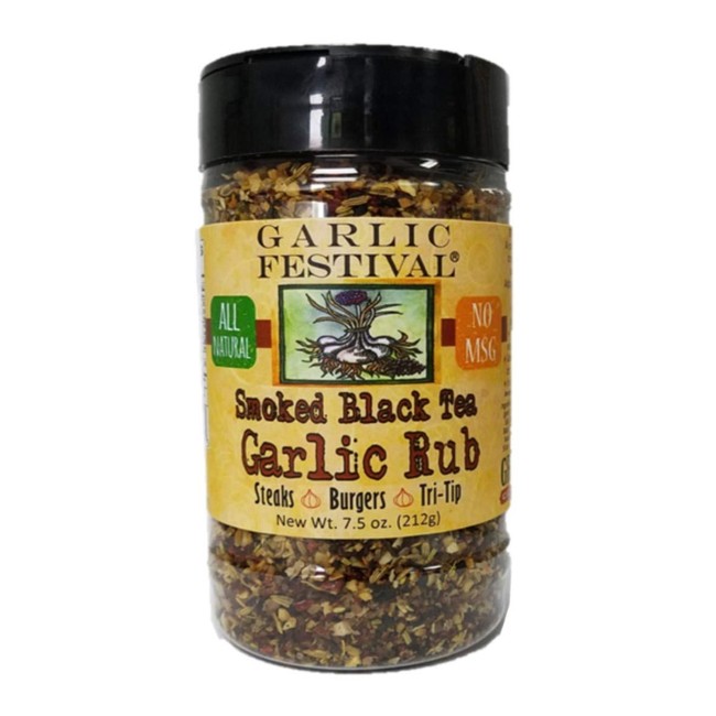 Garlic Festival Foods Smoked Black Tea & Garlic Rub 7.5 oz.