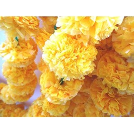 Artificial marigold flower strings in orange color, party backdrops, party decorations, Indian theme party decor, photo props, wedding decorations, housewarming decoration, 5 strings of 5 feet length