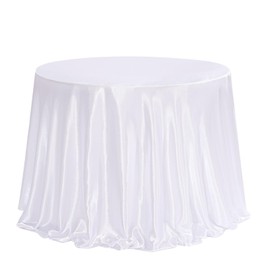 SoarDream Satin Tablecloth for DIY Party White: 90 Inch Smooth Fabric for Baby Shower Wedding Banquet Dinning Table Cloth Decoration