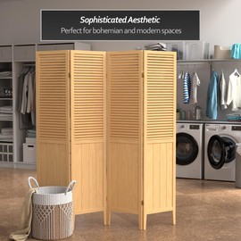 Red Lantern SS-BEAD-Natural-4P Room Divider, 4 Panel, Natural