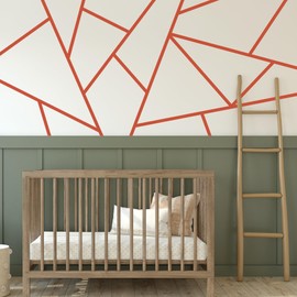 Tangerine Peel and Stick Modern Vinyl Line Wall Decals, Large Geometric Pattarn on Wall Stickers Living Room Game Playroom Kids Tollder Teens Bedroom Home Decor