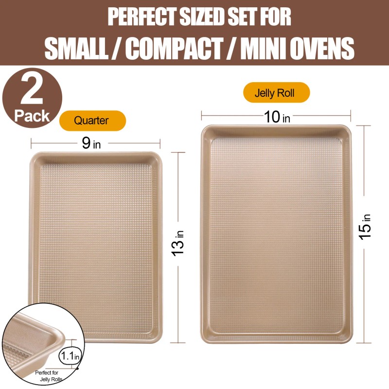 JOHO BAKING Heavy Duty Jelly Roll / Quarter Sheet Pans
