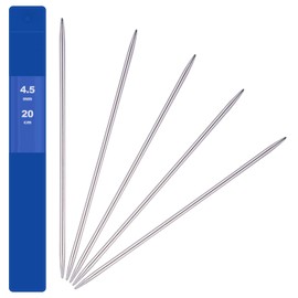 Pack of 5 Needles 4.5 mm Stainless Steel Knitting Needles Set, Sock Needles for Hats, Socks, Gloves, Hats, Scarves, Pet Sweater, Double Tips, Knitting Needles, Beginners, Smooth, Robust and Durable