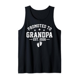 Promoted to Grandpa est. 2026 Grandparents Baby Announcement Tank Top