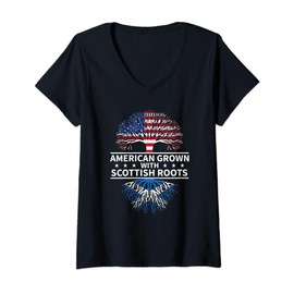 Womens American Grown Scottish Roots Scotland Gift V-Neck T-Shirt