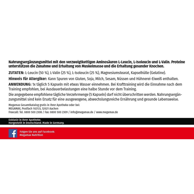 MEGAMAX BCAA 1000 mg lmit BCAA PZN 14132113