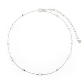 Freshwater Simulated Pearl Beaded Silver Choker - Gifts for Mom