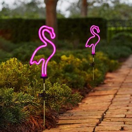 YZYOE 2 Packs of LED Solar Powered Flamingo Lights, Beautiful Outdoor Courtyard Decoration lamp, Wireless Dusk to Dawn Waterproof Garden Road Landscape Lights.