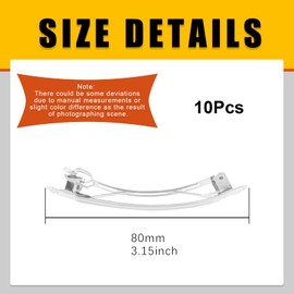 Tanstic 80Pcs 80mm French Barrette Hair Clips Metal Hair Alligator Clips Rectangle Craft Clips Metal Rectangle Hair Clip Bow for Women Girls DIY Craft Hair Accessories Making