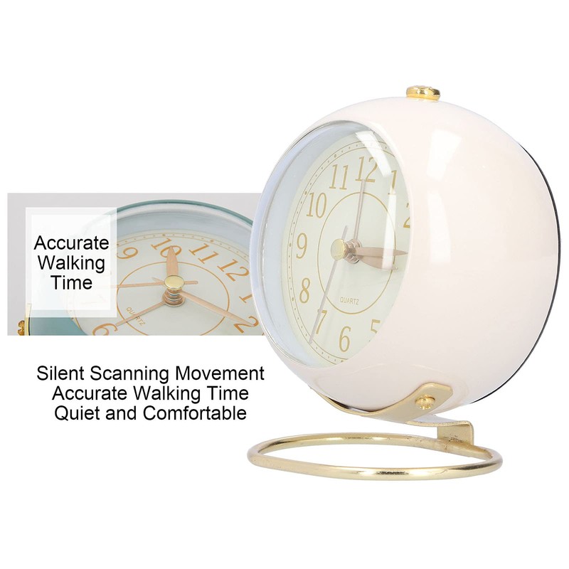 MUNEFE Alarm Clock, Super Silent Non Ticking Clock, Fashionable Round