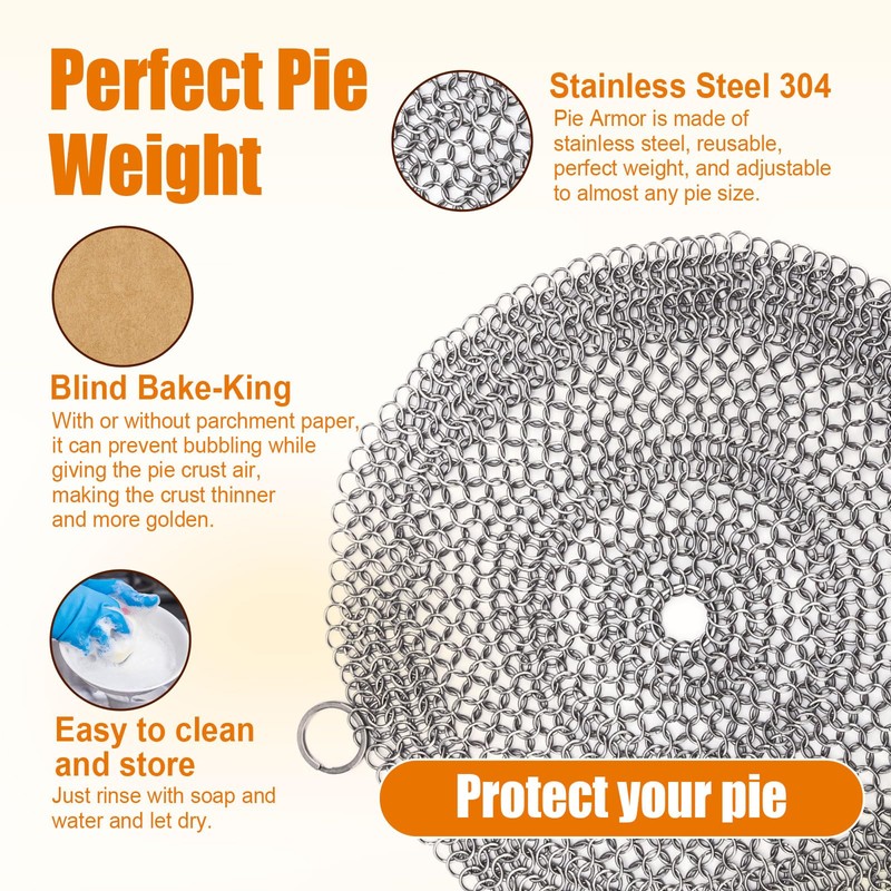 Gosknor Baking Pie Crust Weights Chain, Stainless Steel Pie Weight