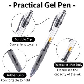 Pack of 10 Ballpoint Pens, Smooth Gel Pens, Gel Pen Set, Retractable Gel Pens, Quick Drying Gel Ballpoint Pen, Gel Roller for Writing, Journaling, School, Business (0.5 mm, Mixed Colour)