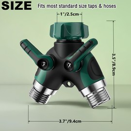 2-Way Y Splitter with Shut-off Valves Gardena Hose Accessories for Garden Watering, 3/4 Inch on Washing Machine, Kitchen, Garden, Lawn Taps, 2-Way Hose Connector, 2-Way Y Distributor