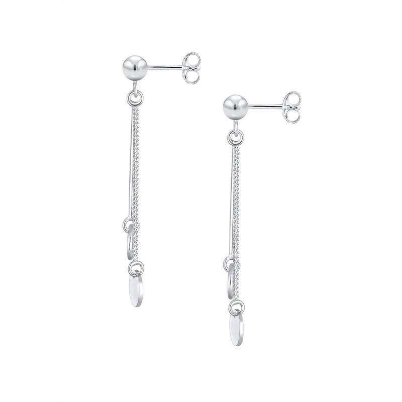 Elli Geo Basic Women's Earrings Chain Circle Bar in 925