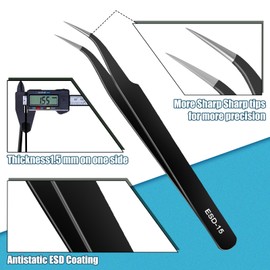 XinYunfan 10Pcs Precision Tweezers Set, Upgraded Anti-Static Stainless Steel Tweezers with Storage Box, for Craft, Electronics, Jewelry-Making, Laboratory Work, Soldering, DIY