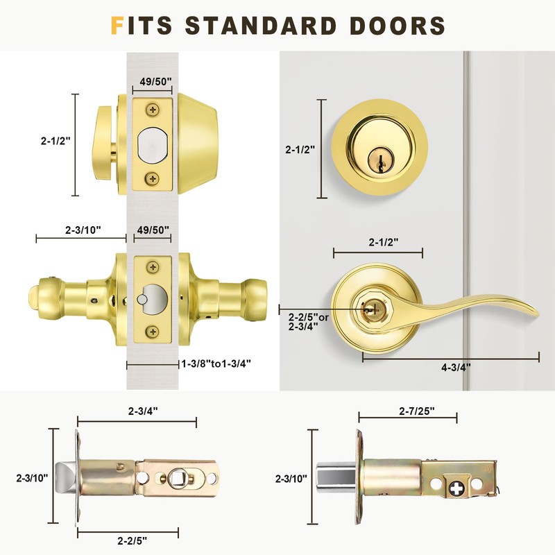 Brotima 3 Pack Keyed Alike Lever Set with Single Cylinder