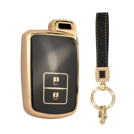 ontto Car key fob cover fit for Toyota Auris Avalon RAV4 Verso 2012-2018 Camry Yaris 2011-2018 key holder case keyring key chain TPU Smart Key Shell protective Accessories 2 buttons Black