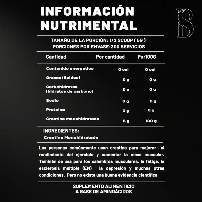 Creatina Monohidratada 1kg Black Stone 200 Servicios Sabores Mango