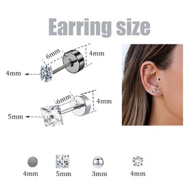 16 Pairs Small Tiny Stud Flat Back Earring,Tiny Cartilage Stud Earrings,Stainless Steel Tiny Stud Earrings for Women Man Flat back Stud Earring Hypoallergenic Cartilage Piercing Earrings Set