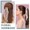 besbomig 6Pcs Satin Bowknot Hair Scrunchies Chiffon Floral Hair Band