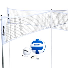 Franklin Sports Quad Volleyball - Volleyball Meets 4 Square - Complete Net System, Jumbo and Traditional Volleyballs Included, Boundary Kit/Line Markers