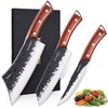 KITNATS Hand Forged 3PCS BBQ Butcher Knife Set, Full Tang