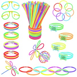 Vicloon 100 Glow Stick, Glow Party Supplies with Connectors, Kit to Create Glow Necklaces, Bracelets, Suitable for Dance, Raves or Party Fillers