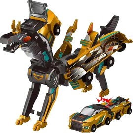 Hotfree Magnetic Dinosaur Transformer Car Toy, 2-in-1 Magnetic Cars That Transform into Flying Dragon and Unicorn, Automatic Collision Transforming Toy, Fun STEM Toy Birthday Gift for Boys & Girls:_Yellow