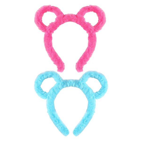 2 Pieces Bear Ear Headbands, Cute Plush, Creative Cartoon Face