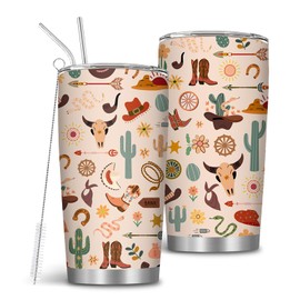 Goiicoln Cowgirl Tumbler 20oz, Western Cowgirl Cup with Lid and Straw, Cowboy Boots Disco Drinking Cup, Cowgirls Gifts for Women Kid, Western Accessories, Country Girl Gifts for Girlfriend Sister