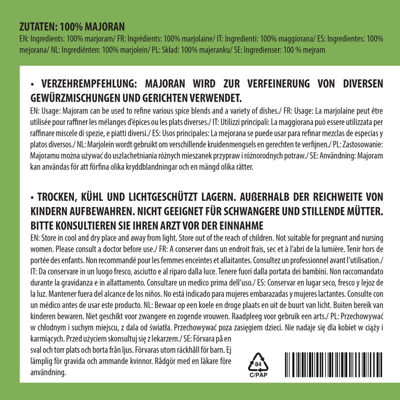 Marjoram Rubed (500 g), Marjoram Dried, 100% Pure and Natural