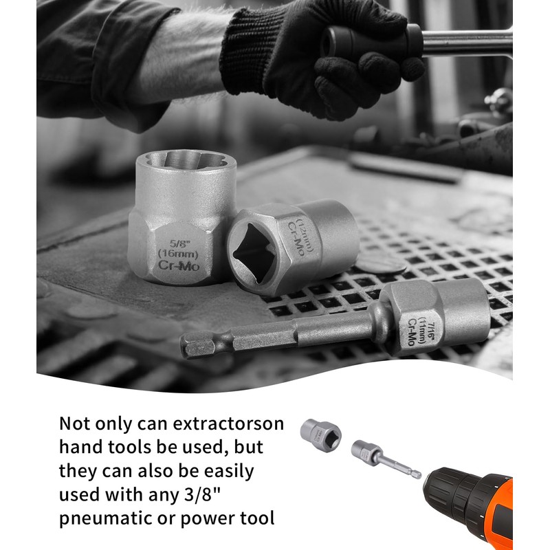 Bixury 14-Piece Nut Remover Set 3/8 Inch Nut Socket Set