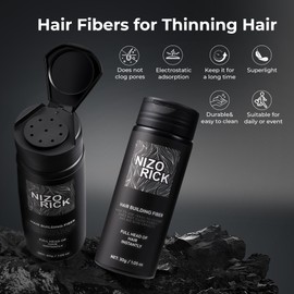 NIZORICK Hair Fibers for Thinning Hair,Hair Building Fibers Instantly Thicker & Fuller Look,Conceals Hair Loss Fill In Fine Hair Powder for Women and Men(30g/1.05oz) (Light Brown)