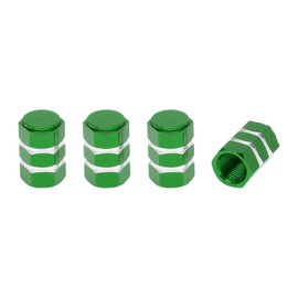INFINAUTO Tire Valve Stem Caps 7x17mm for Car Truck Motorbike Bicycle Tyre Valve Dust Covers Aluminum Alloy Green Decorative