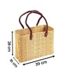 Seagrass Shopping Basket, Braided Bag with Leather Handle, Medium Size