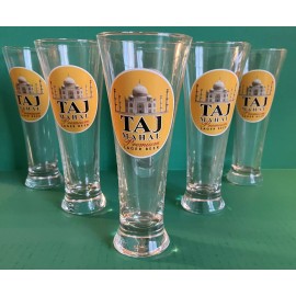 TAJ MAHAL Indian Taj Mahal Pilsner Beer glasses 11.5oz Glass Breweriana India Last Few!!