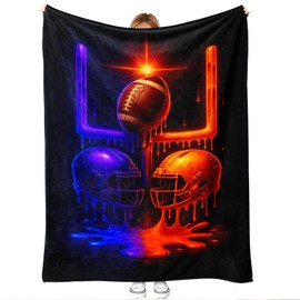 Football Throw Blanket 60x50 for Couch & Bed, Neon Drip Art — Helmets & Goalpost, Soft Lightweight Warm Flannel, Game Day, Boys Room Decor, Stadium, Gifts for Men & Teens (Football)