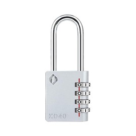 Zarker XD40L 4-Digit Long Shackle Combination Padlock, Gray, 1-Pack
