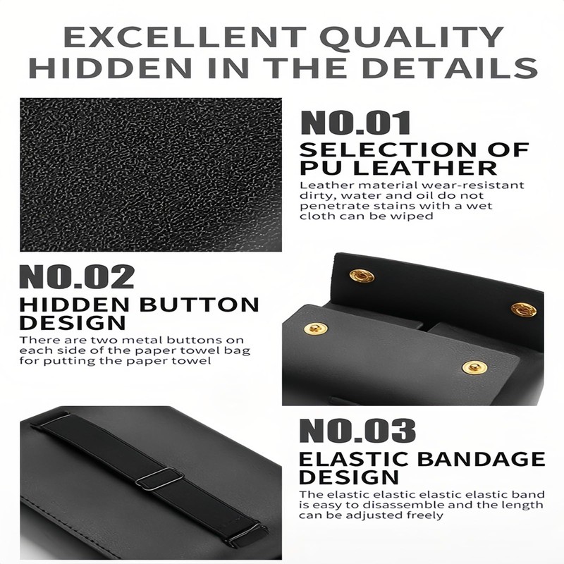 Taoluwin Premium PU Leather Car Tissue Holder - Hanging Tissue