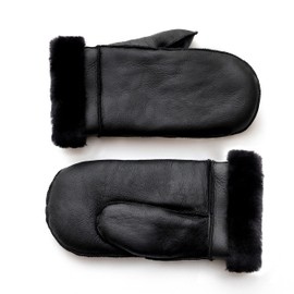 Warm Leather Gloves for Women & Men, Winter Dress Gloves, Black Leather Mittens Gloves, 100% Genuine Sheepskin (Black Leather, Large)