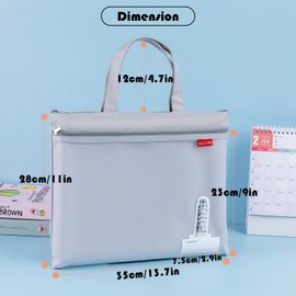 Mesh Zipper Pouch 11x13.7 in, A4 Double Pocket Waterproof File Bag with Handle, Document Storage for School/Travel/Office/Puzzle (Gray, 2pcs)