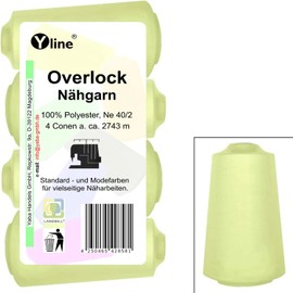 Set of 4 Spools Overlock Sewing Cotton, Light Green (Green/Beige), XS (Ne 40/2, 100% Polyester Sewing Thread, Sewing Machines, 2947