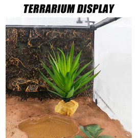 Woyrise Reptile Plants Succulent, Artificial Desert Plant for Terrarium Decor, Bearded Dragon Tank Accessories fit Gecko Lizard Chameleon Ball Python Snake - Agave Sisalana