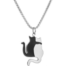 Nishchay Cat Necklace | Stainless Steel Two Cats Hugging Pendant | Quirky Jewelry for Cat Lovers, Cat Mom | Women & Men