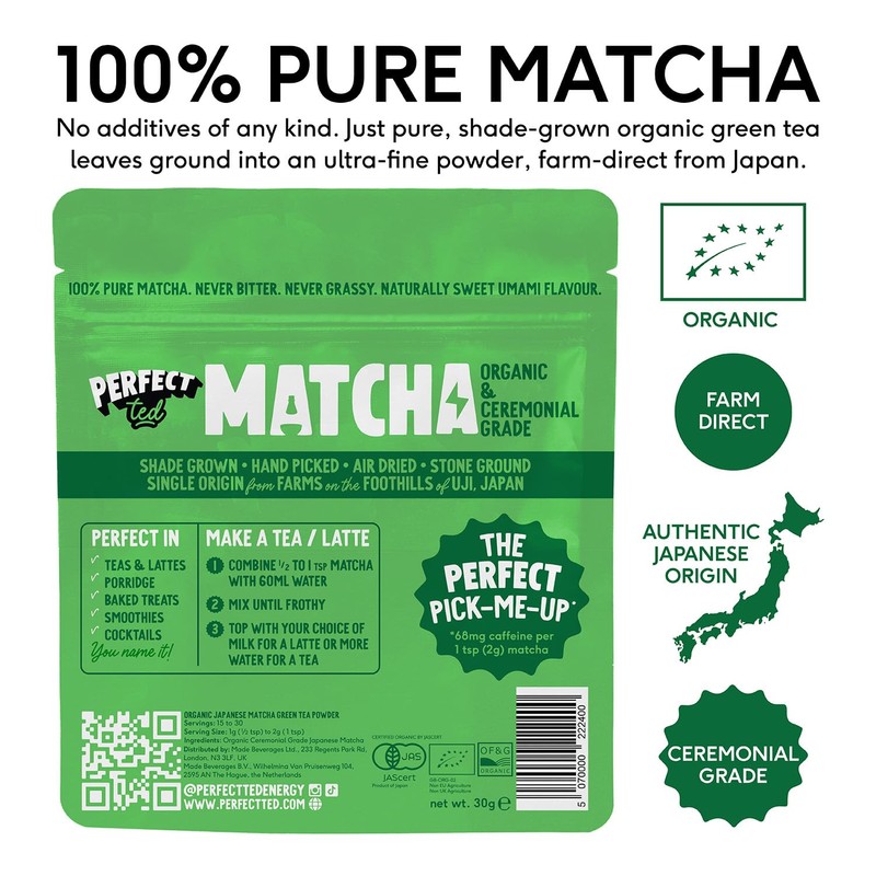Perfect Ted Matcha Powder | 3x30g (90g)| Ceremonial Grade |Organic