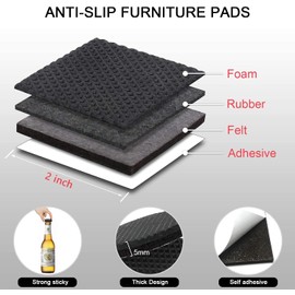 Yelanon Non Slip Furniture Pads-16pcs 2" Furniture Grippers Hardwood Floors Non Skid for Furniture Legs Self Adhesive Rubber - Feet Anti Slide Furniture Floors Protectors for Keep Couch Stoppers