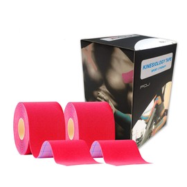 Kinesiology Theraeputic Tape Physio for Athletic Sports Recovery Pain Relieve Strong Adhesion Waterproof Original Cotton Uncut 2 Inch x 16.4 Feet (2 Red)