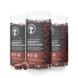 Known Known Tasty Immunity Mushrooms Gummies - Reishi, Maitake, Vitamin C, Zinc & Selenium - Natural Pomegranate Flavour - 60 Vegan Gummies, 3 Month Supply